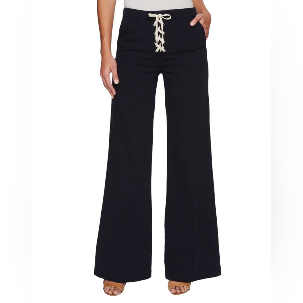 Splendid Lace up Twill Wide Leg Pant Navy Size Large